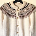 Doen Clarke Merino Alpaca Cardigan Oatmeal Olympia Fair Isle XS EUC Brown Photo 3