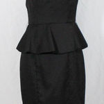 XOXO Vintage Y2K  Black Peplum Pencil Dress Keyhole Neck Size 7/8 Corporate Goth Photo 0
