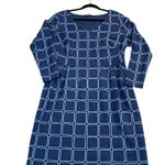 Boden Eliza Dress 16L Tall Blue Grid Midi V Neck Long Sleeve Lined Work Office Size undefined Photo 1