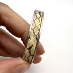 Stella & Dot  Emerson‎ Clamper Bangle Bracelet Snakeskin Silver Tone Statement Photo 5