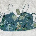 H&M NWT floral Crop Top Turquoise Side Ties Tank Cami Ruffle Sleeveless Size M Photo 8