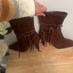 Anne Michelle  Boots Size 9 brown suede fringe boots Photo 5