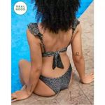 Aerie Gray Leopard Ruffle Tie Longline Triangle Bikini Top Photo 5