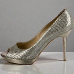 Jimmy Choo Gold Metallic Leather Peeptoe Heels Size 40 / US 10 Photo 0