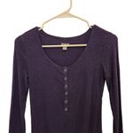 Aerie  Navy Blue Knit Rib Long Sleeve Snap Front Classic Henley Bodysuit Medium Photo 2