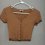 Bozzolo Burnt Orange Button Crop Top Photo 0