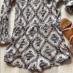 Mimi Chica S-M Ivory Black Print Shorts Romper Long Elbow Sleeve 3/$20 SALE! Photo 13