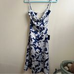 Lulus NWT Elevated Occasion Navy Satin Floral Cowl Tie-Back Dress Size XS Photo 3