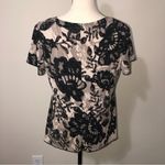 Dress Barn Stretch Knit Flutter Sleeve Scarf Hem Top Shirt M Neutral Metallic Photo 8