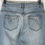 Cache  Size 4 Capri Jeans Cropped Light Blue Rhinestones Cuffed Pockets‎ 1075 Photo 2