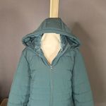 Swiss Tech Women’s Blue Green Puffer Jacket Hooded Quilted Design Size L 12/14 Blue Size L Photo 3
