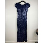 Badgley Mischka Collection Gown Navy Blue Sequin Draped Back Formal Evening 2 Photo 13