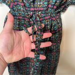 Megan Park teal green pink button front waist adjusted midi dress sz 2 US L Size L Photo 4