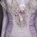 Vintage Treasures by faris sexy silky lace ruffle lingerie body suit size medium Purple Photo 6