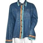 Tantrums Shirt Womens Medium Blue Denim Multicolored Rick Photo 0