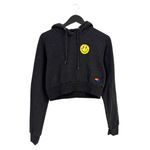 Aviator Nation Smiley Bold Eyes Cropped Hoodie Dark Heathered Gray Small Photo 1