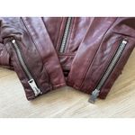ALLSAINTS  Women’s Burgandy Lined Leather Jacket Gidley Biker Moto US Size 2 WARM Photo 5
