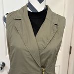 Michael Kors  Olive Green Moto Shift Dress Cargo Pockets Sleeveless Collared Sz M Photo 3