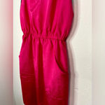 Delirious Pink with Black Trim Midi Dress Adjustable Straps and Pockets Size Sm Photo 3