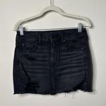 American Eagle  Black Distressed Denim Mini Skirt Women's 4 Photo 0