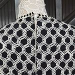 Vintage 60s Needle Craft Graphic Maxi Dress Black White Print Long Sleeve Bow Size XS Photo 7