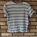 Vintage Nuovo County Seat Ribbed Tee Shirt Striped Blue White Women’s Large Photo 3