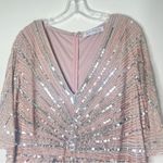 Mac Duggal  93583 Sequined V-Neck Cape Sleeve Column Gown, Vintage Rose, Size 18 Photo 5