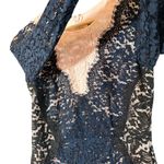 Anthropologie Peter Som x Made in Kind Patchwork Lace Long Sleeve Pencil Dress Pink Navy 0 Photo 6