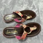 Sam & Libby Womens Pink Thong Sandals 8.5 Colorful Summer Low Wedge Tropical Photo 1