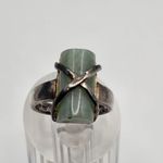 Sterling Silver & Cylindrical Jade Ring (6.5) Green Photo 1