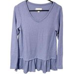 Koolaburra by Ugg  Size XS Peplum Shirt Blue Sand Wash Pull Over Top Waffle Knit Photo 0