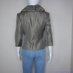 Vintage Niteline ruffle collar metallic grey cocktail blazer jacket, Petite 4 Gray Size 4P Photo 2