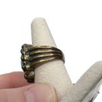 Faux Turquoise Oval Cabochon Antique Gold Tone Ring Size 6 Photo 3