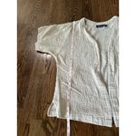 Denim & Co Beach Women's Swim Cover up Open Front Gauze 100% Cotton Khaki Beige Tan Size M Photo 3