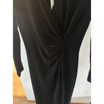 Women's Dark Green Velvet V Neck Long Sleeve Long with Slit Dress size Small Photo 3