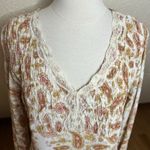 American Vintage ALC At Last Classics Blouse Womens Medium Paisley Lace V Neck Tie Sleeve Y2k Photo 3
