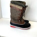 Dream Paris Dream Pairs Women's 10 Winter Snow Duck Boots Brown Herringbone Knit Cuff Photo 1