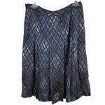 Alfani  Silk Shimmer Blue Black Midi Skirt Size 8 Photo 3