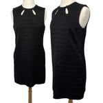 Milly Shift Dress Black Jacquard Textured Geometric Pattern Mod Cutout Womens 10 Photo 0
