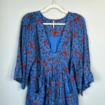 Free People  Tallulah Mini Dress Blue Floral Poppy Flower Boho Size Small Tunic Photo 3