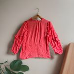 Crown & Ivy  Women's Sorbet Ruffled Top Coral 3/4 Sleeves Size Large Boho Peasant Photo 1