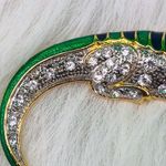 Gold Tone Blue And Green Crystal Alligator Brooch Photo 4