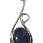 Sterling Silver SYLVIA YOUELL Modernist  Oval Sodalite Designer Necklace Pendant Photo 0