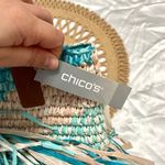 Chico's NWT Chico’s Multi Fringe Neutral Turquoise Tote Bag Photo 2