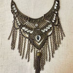 Brass tone rhinestone chain statement necklace Photo 0