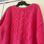 Free People Dream Cable Knit Sweater in Hibiscus Highlight Pink Size Small Photo 2