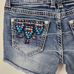 GRACE IN LA  Dark Wash Aztec Embroidered Lowrise Denim Shorts Size 28 Photo 3