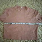 Pink Ribbed‎ Long Sleeve Mock Neck Crop Top – Small – Y2K Minimalist Layering Photo 7