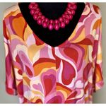 Retro Tunic Sz2X Short Slv Boutique Buttery Soft V Neck Matching Necklace Incl Size 2X Photo 1