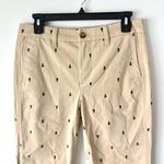 J.Crew  High Rise Girlfriend Chino Pant Khaki Tan Green Christmas Trees Holiday Photo 2